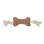 Игрушка КОСТЬ 33 * 8 * 2 см для собак (замша, х/б канат), бежевая