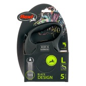 Рулетка BLACK DESIGN L (5 м, 50 кг) ремень, серебро, FLEXI