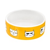 Миска керамическая "Опасные коты" (12,5 * 4,5 см) бело-оранжевая