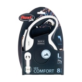Рулетка COMFORT L (8 м, до 50 кг) ремень, чёрный. FLEXI.