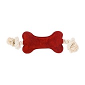 Игрушка КОСТЬ 33 * 8 * 2 см для собак (замша, х/б канат), красная