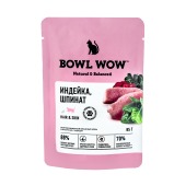 BOWL WOW пауч для здоровой кожи и шерсти кошек (ИНДЕЙКА, ШПИНАТ), 85 г