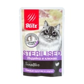 BLITZ Sensitive пауч для стерилизованных кошек (ИНДЕЙКА, КЛЮКВА), 85 г