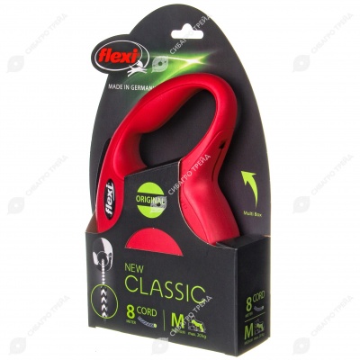 Рулетка CLASSIC M (8 м, 20 кг) трос, красный, FLEXI