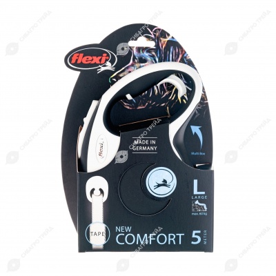 Рулетка COMFORT L (5 м, до 60 кг) ремень, чёрный, FLEXI