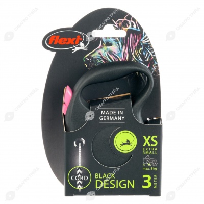 Рулетка BLACK DESIGN XS (3 м, 8 кг) трос, розовый, FLEXI
