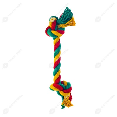 Грейфер канатный 2 узла Dental Knot средний (жёлтый-зелёгый-красный), DOGLIKE