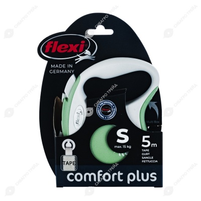 Рулетка COMFORT PLUS S (5 м, 15 кг) ремень, светло-зеленый, FLEXI