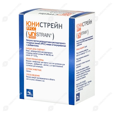 Вакцина Юнистрейн PRRS IM живая (с разбавителем), 50 доз