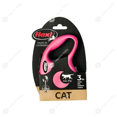 Рулетка CLASSIC CAT ХS (3 м, 8 кг) трос, розовый, FLEXI