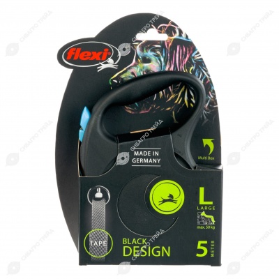 Рулетка BLACK DESIGN L (5 м, 50 кг) ремень, синий, FLEXI