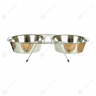 Миски металлические на подставке 2 * 0,75 л, DOGMAN